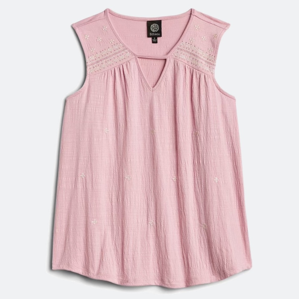 Bobeau’s Savannah Embroidered Keyhole Knit Tank